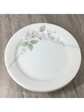 Set Of 4 Corelle Veranda 10 1/4" Dinner Plates With Pink Floral Design
